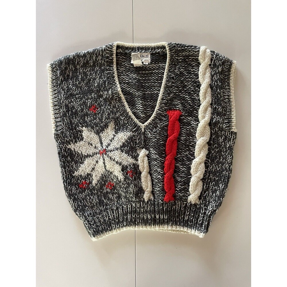 Large Vintage 90’s Evian II Hand Knitted Sweater Vest